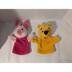 Hand Puppets Lot Winnie The Pooh & Piglet Plush Stuffed 9” Disney Mattel